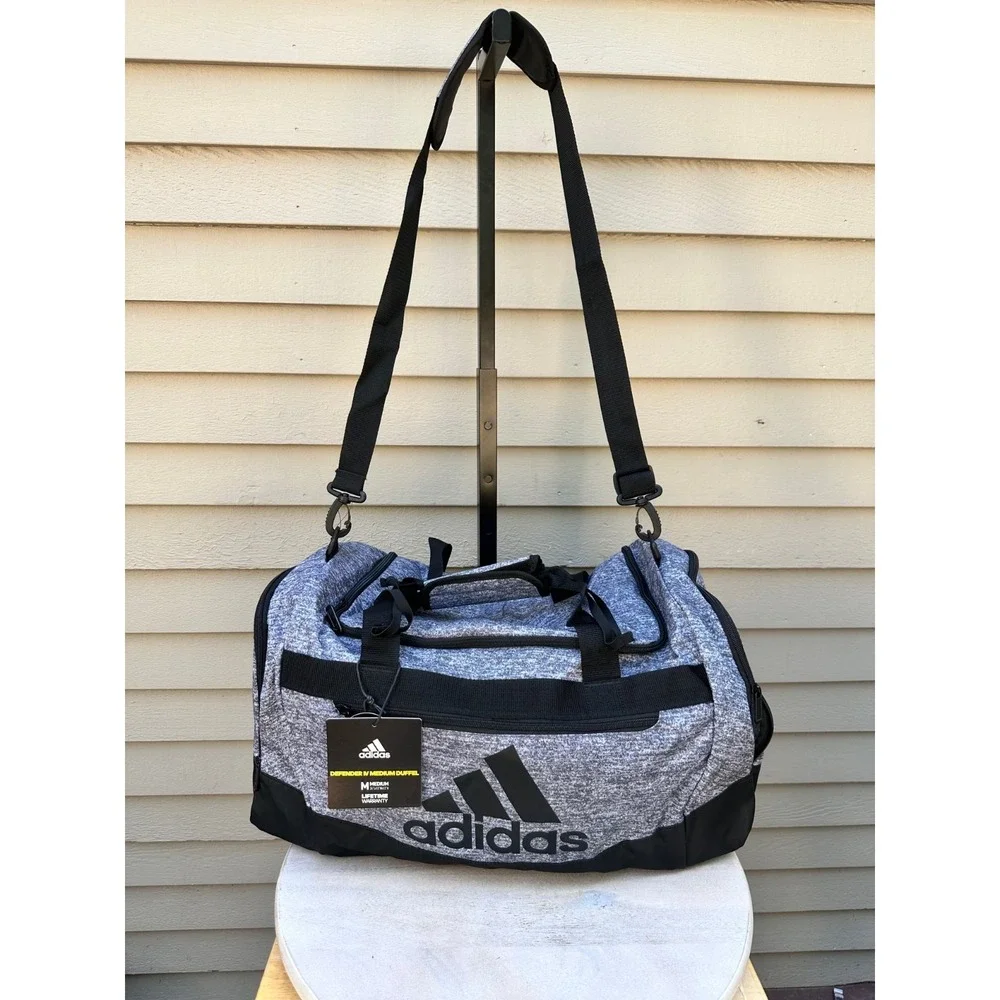 Adidas Defender IV Medium Gym Training Duffel Bag Jersey Onix Grey Padded Handle